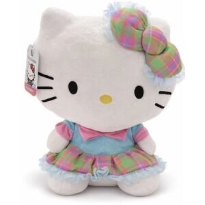 Hello Kitty 12 Plush Sanrio Rainbow Plaid Dress Bow NWT Hello Kitty And Friends